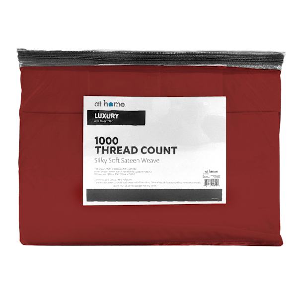 6-Piece Red 1000 Thread Count Luxury Sheet Set, Queen