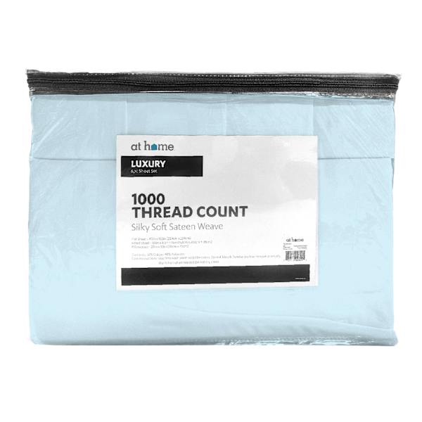 6-Piece Baby Blue 1000 Thread Count Luxury Sheet Set, Queen