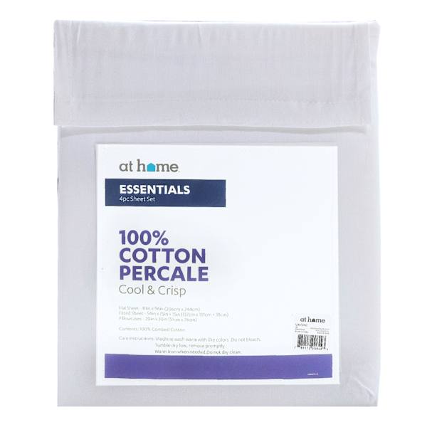 4-Piece White 200 Thread Count Essentials Cotton Sheet Set, Full