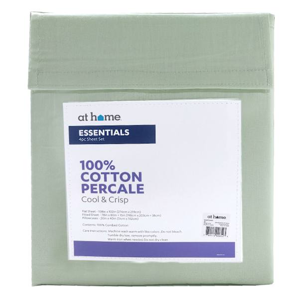 4-Piece Green 200 Thread Count Essentials Sheet Set, King
