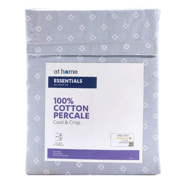 4-Piece Dobby Blue 200 Thread Count Essentials Sheet Set, King