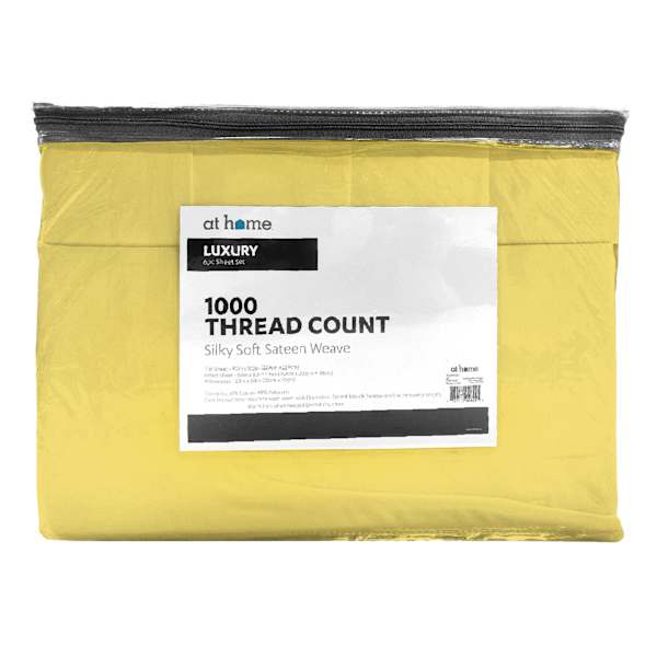 6-Piece Jojoba Yellow 1000 Thread Count Cotton Blend Sheet Set, Queen