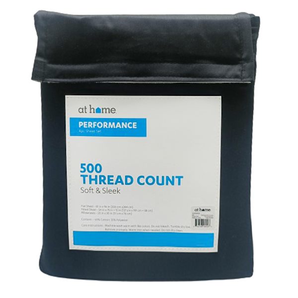 4-Piece Jet Black 500 Thread Count Performance Sheet Set, Full