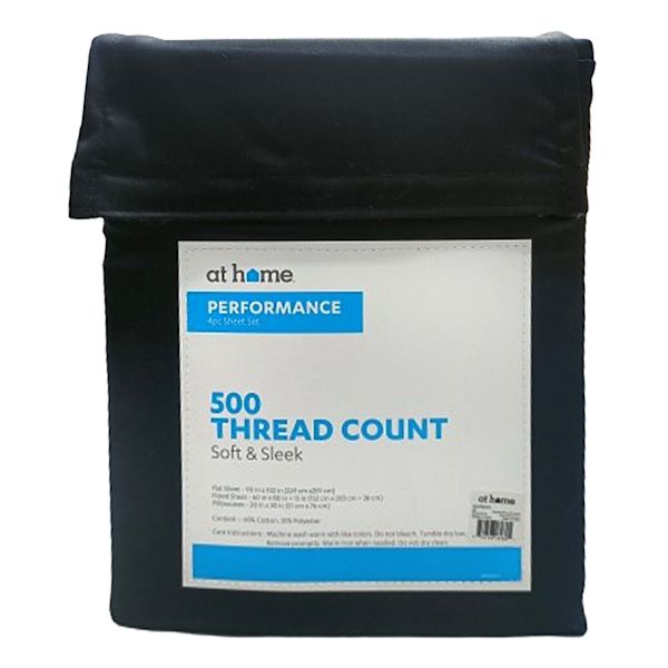 4-Piece Jet Black 500 Thread Count Performance Sheet Set, Queen