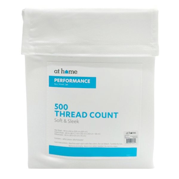 4-Piece White 500 Thread Count Performance Sheet Set, Queen