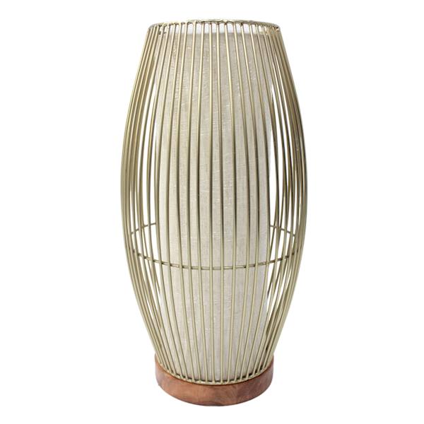 Found & Fable Gold Wired Uplight with Wooden Base, 16.2"