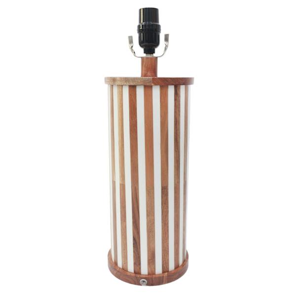 Found & Fable Brown & White Striped Inlay Medium Table Lamp Base, 17"