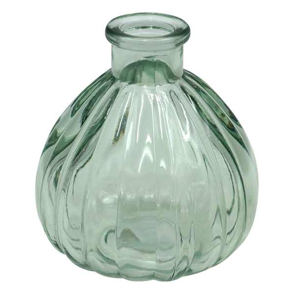 Green Striped Glass Bud Vase, 4"