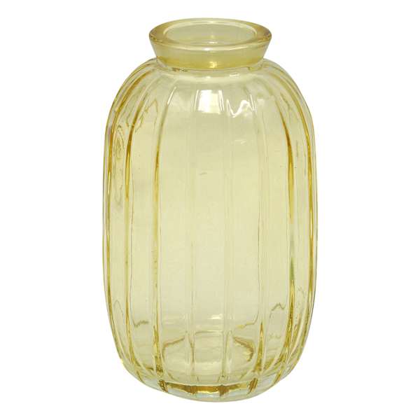 Yellow Striped Glass Bud Vase, 5"