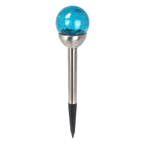 Solar Blue Crackle Small Globe Pathway Light