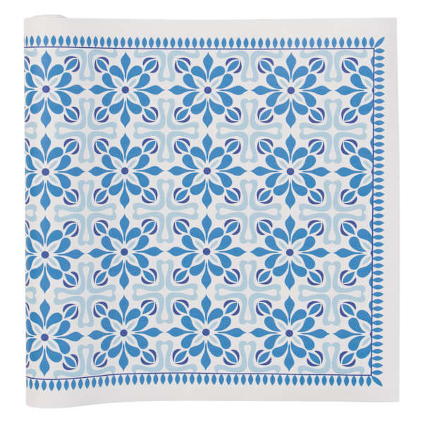 Vinyl Blue/Ivory Runner 2x5