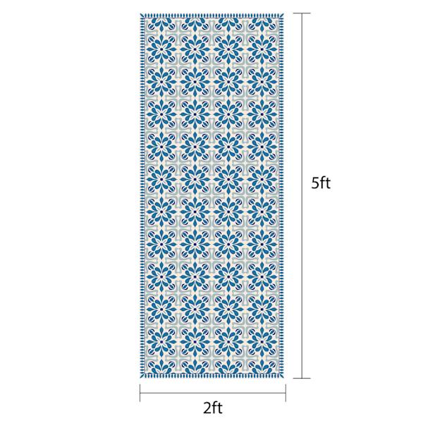 Vinyl Blue/Ivory Runner 2x5