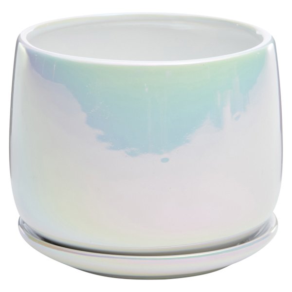 Indoor Iridescent Pot with Saucer, Small