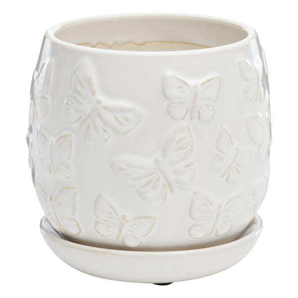 Indoor White Butterfly Pot, Small