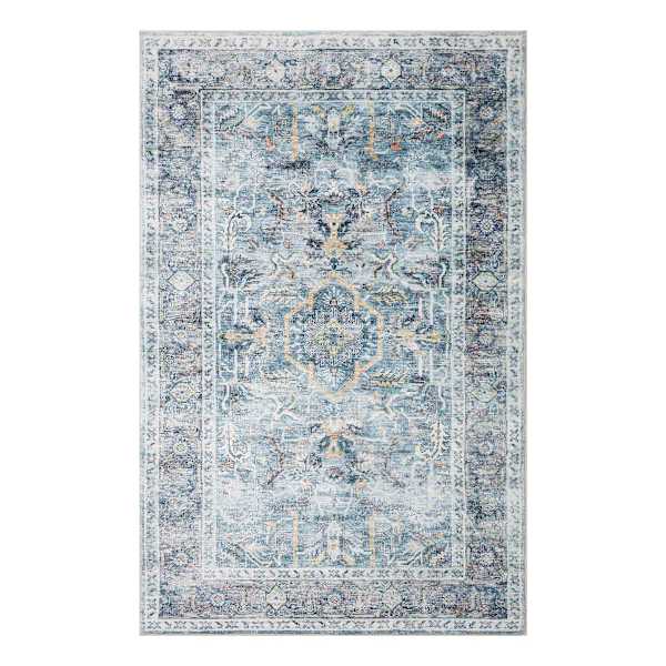 Emerald Aqua Medallion Washable Accent Rug, 27x45