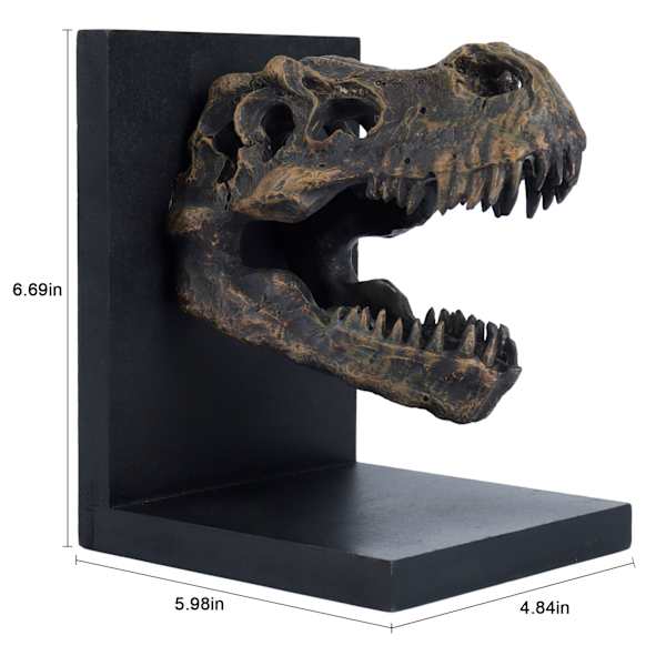 1-Piece Bronze T-Rex Fossil Head Bookend, 7"