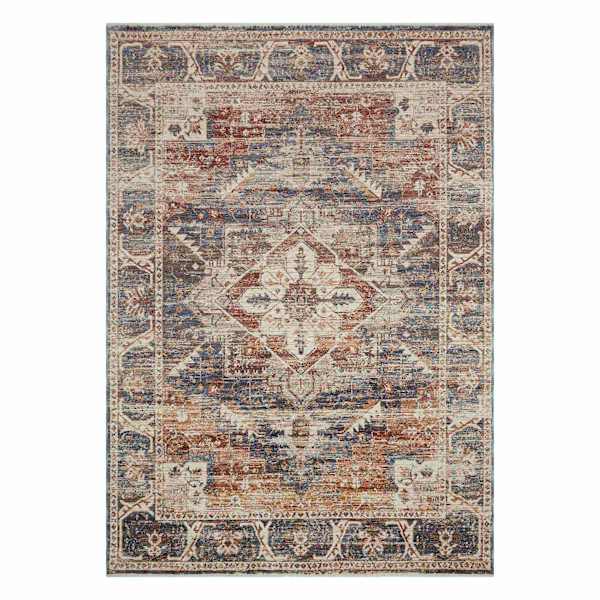 (A407) Halton Slate Rust Distressed-Look Area Rug, 8x10