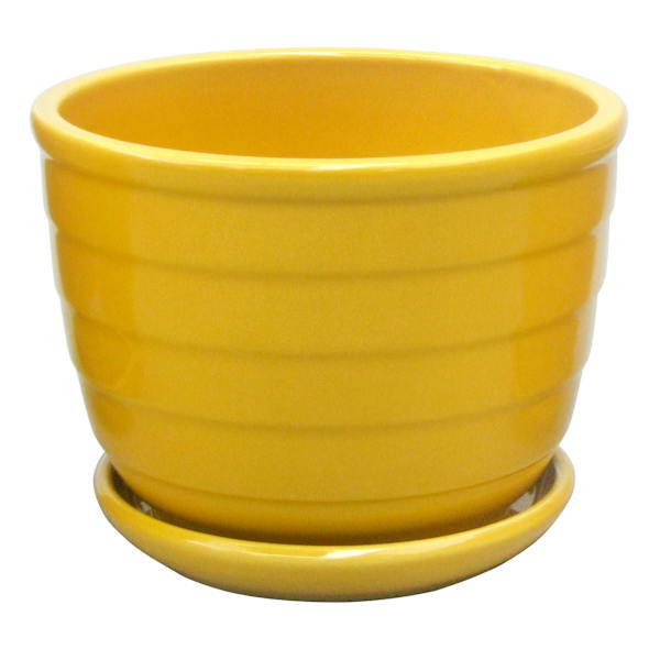 Indoor Yellow Beehive Ceramic Pot, Small