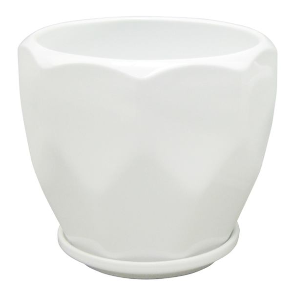 Indoor Hexa White Ceramic Planter, Small