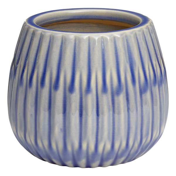 Ty Pennington Indoor Blue Clearwater Glazed Planter, Medium