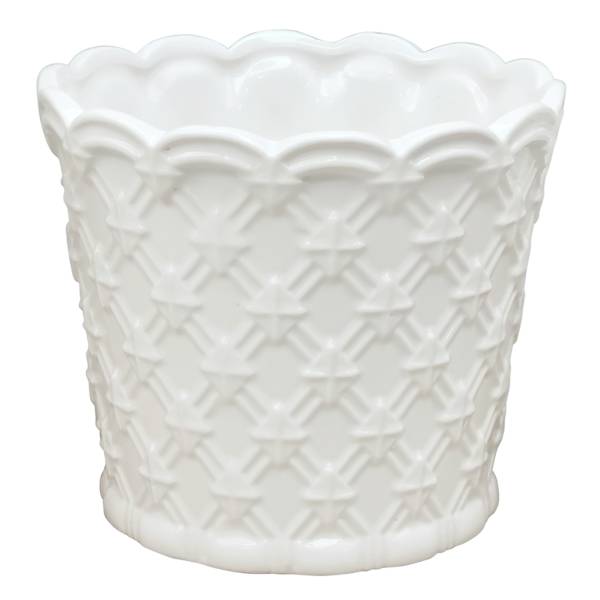Providence Indoor White Ceramic Weave Planter, 6.5"