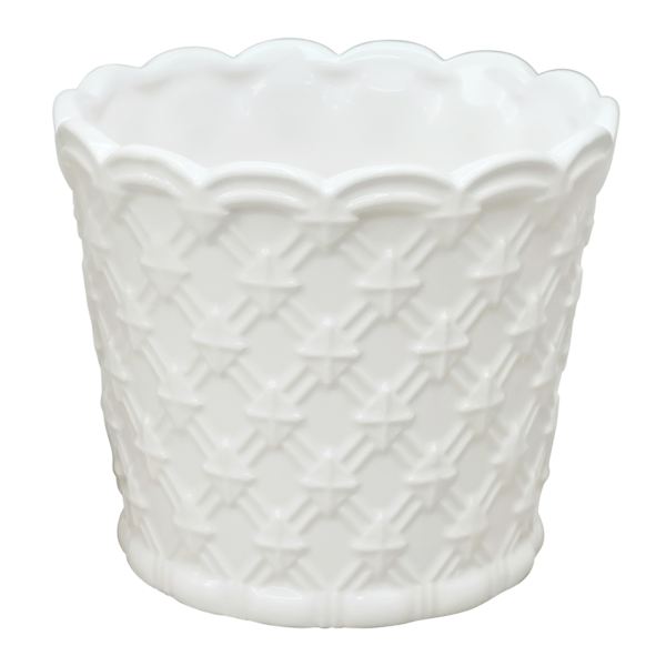 Providence Indoor White Ceramic Weave Planter, 5"