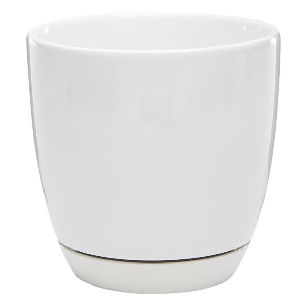 Indoor Elsie White Stoneware Ceramic Pot, Medium