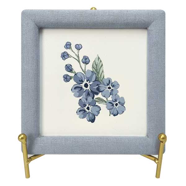 Providence Blue Framed Flower Art on Stand, 6"