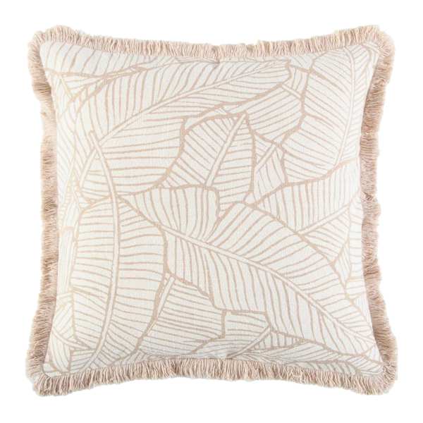 Found & Fable Neutral Layered Leaf Pillow with Fringe, 18"