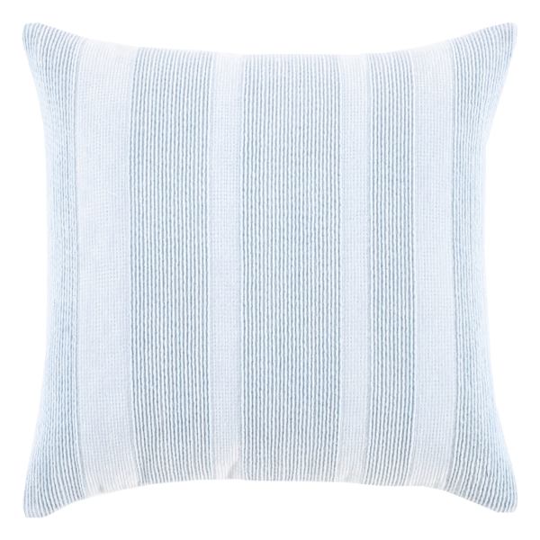 Providence Blue Striped Cotton Velvet Throw Pillow, 18"