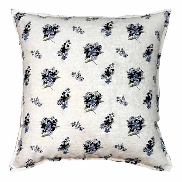 Providence White & Blue Ditsy Floral Throw Pillow, 18"
