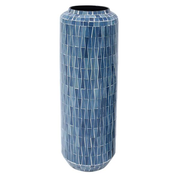 Blue Mosaic Glass Vase, 16"