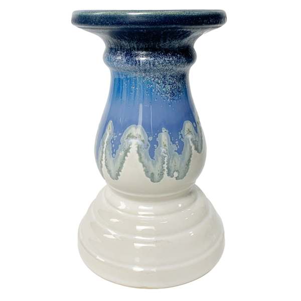 Ty Pennington Blue Glaze Ceramic Pillar Candle Holder, 5x8