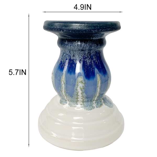 Ty Pennington Blue Glaze Ceramic Pillar Candle Holder, 5x6
