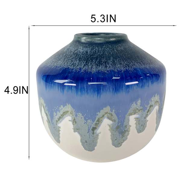 Ty Pennington Blue Ceramic Glaze Vase, 5"
