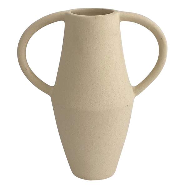 Tracey Boyd White Ceramic Vase with Handles, 9.1"
