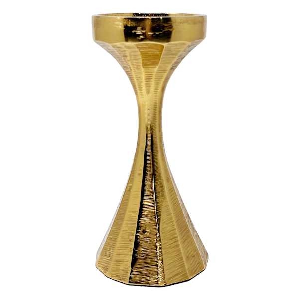 Gold Ribbed Candle Holder, 10"