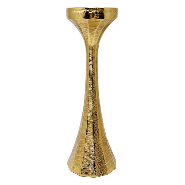 Gold Ribbed Candle Holder, 12"