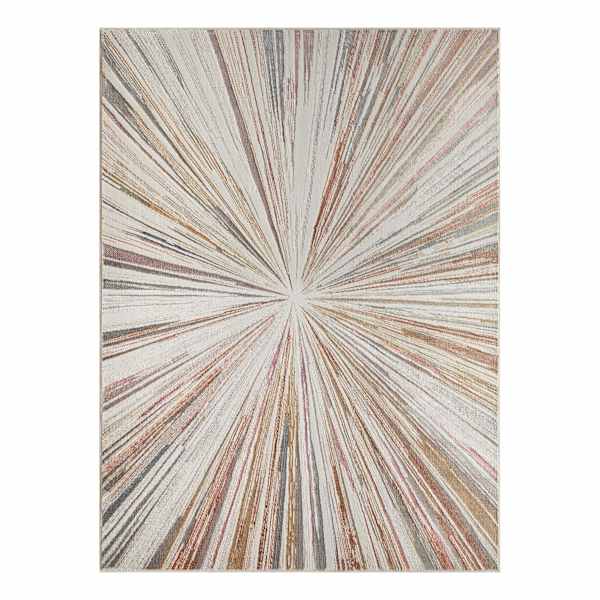(B872) Crestline Neutral & Grey Abstract Burst Area Rug, 5x7