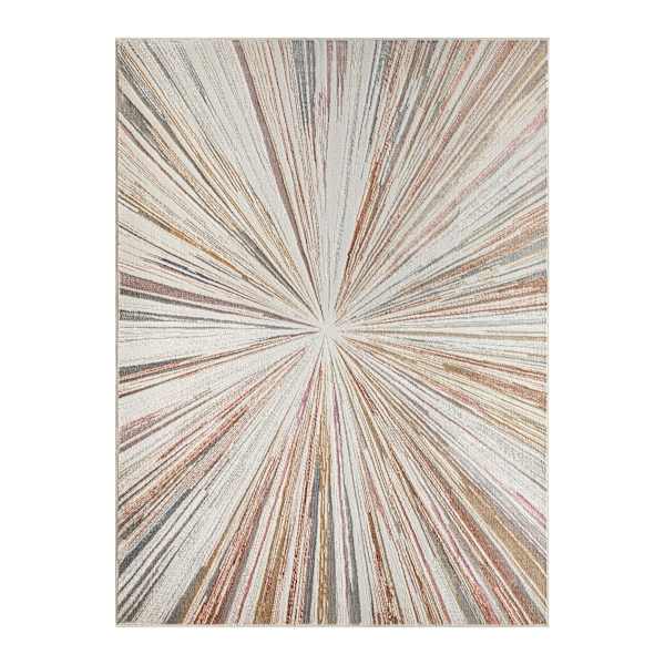 (B872) Crestline Neutral & Grey Abstract Burst Area Rug, 8x10
