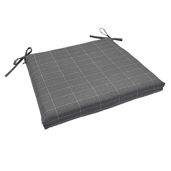 Crosby St. Dark Grey Check Print Outdoor Square Seat Cushion