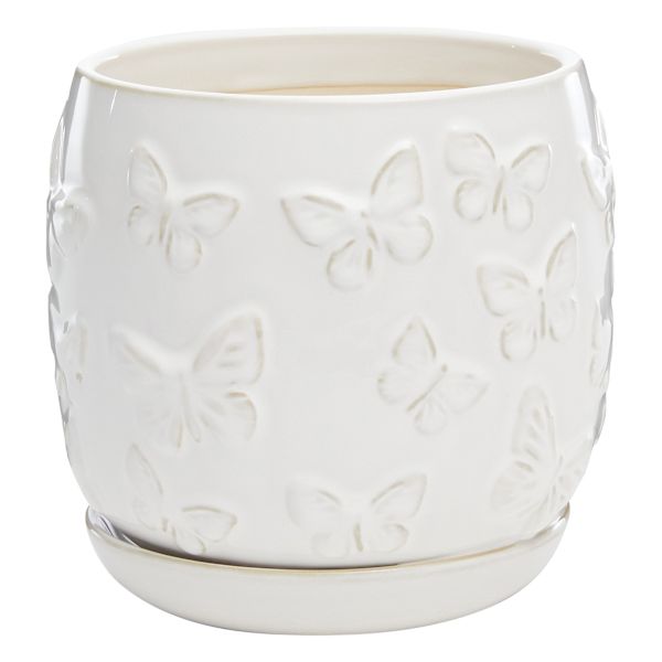 Indoor White Butterfly Planter, Medium