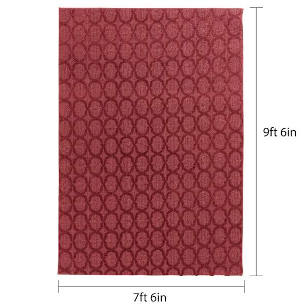 (D602) Verona Ruby Red Contour Area Rug, 8x10