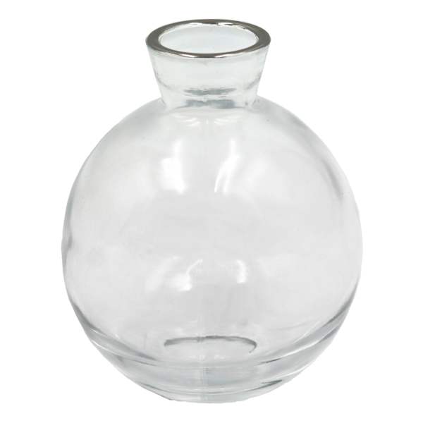 Willow Crossly Bud Glass Vase with Silver Rim, 3.5"