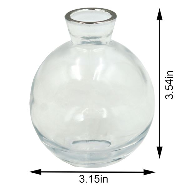 Willow Crossly Bud Glass Vase with Silver Rim, 3.5"