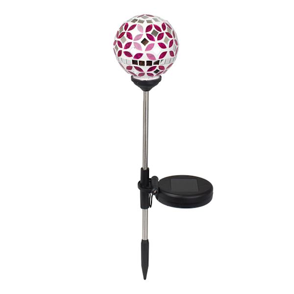 Solar Pink Mosaic Globe Pathway Light