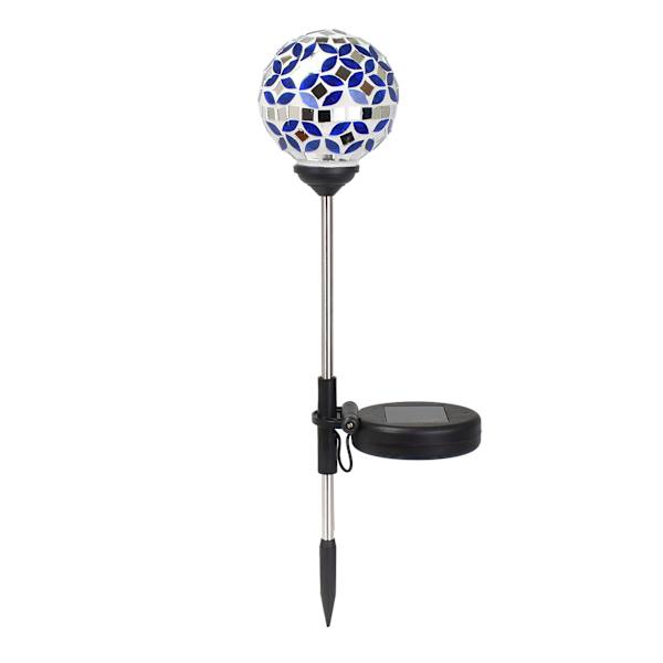 Solar Blue Mosaic Globe Pathway Light