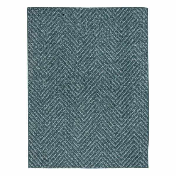 Teal Acadia Loop Zigzag Design Outdoor Area Rug, 5x7