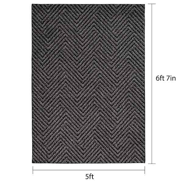 Grey Acadia Loop Zigzag Design Outdoor Area Rug, 5x7