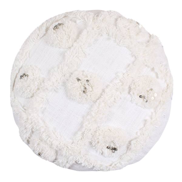 Found & Fable White Tufted Round Throw Pillow, 14"